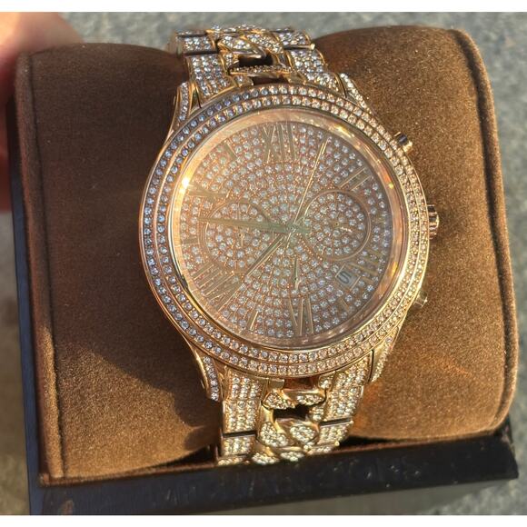 Michael Kors Watch MK5900 Oversized Rose Gold Pave Face and Band New NWT $550 - Picture 3 of 11